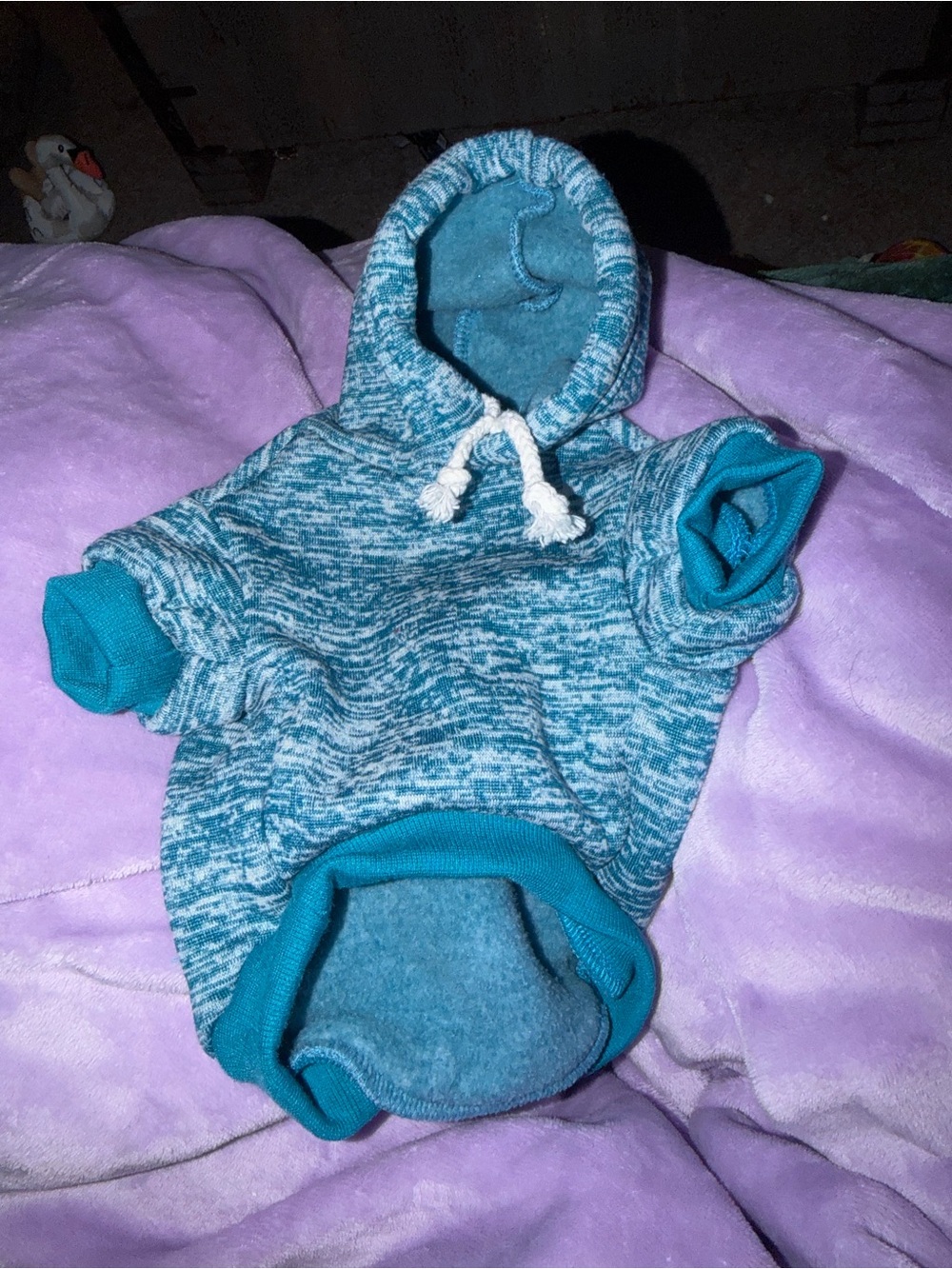 Blue and white dog hoodie with a pocket and strings  #doghoodie #dog